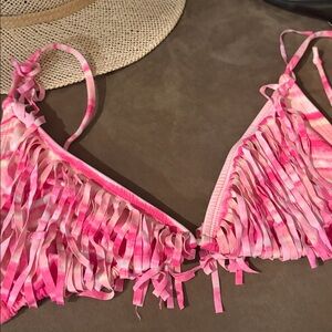 Pink vintage Fringe Bikini Top